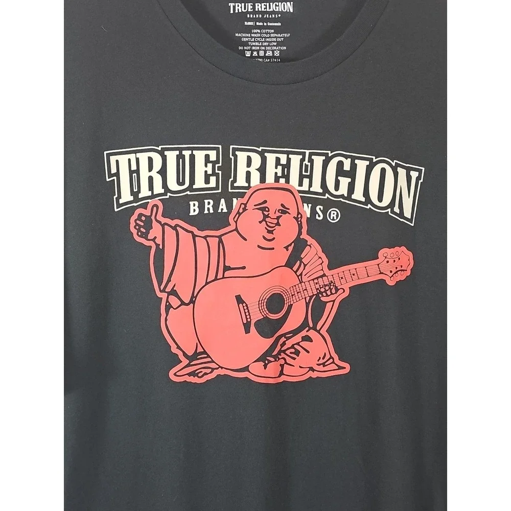 True Religion Buddha Graphic‎ T-Shirt XL Crewneck Men's Medium Black